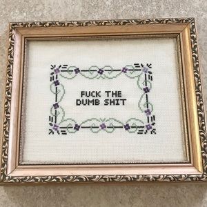 Funny saying cross stitch - completed in frame